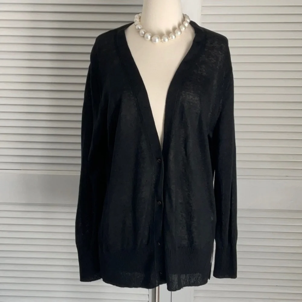 Banana Republic Black Linen Cardigan Sweater - Picture 1 of 3